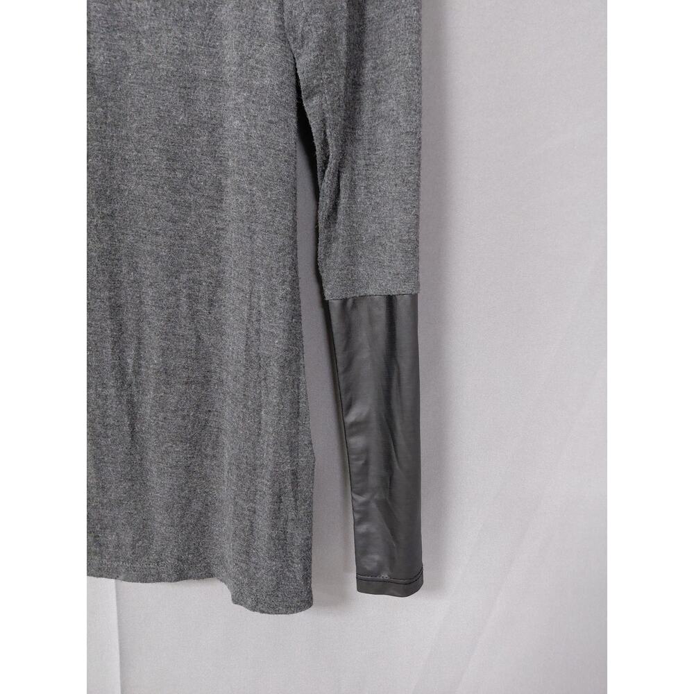 Laundry by Shelli Segal Gray Faux Leather Contrast Sleeve Top Women Size S - Picture 5 of 12